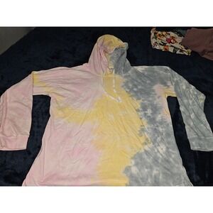 Women's Southern Spirit Tie Dye Hoodie Rope Pink yellow White Gray Size L